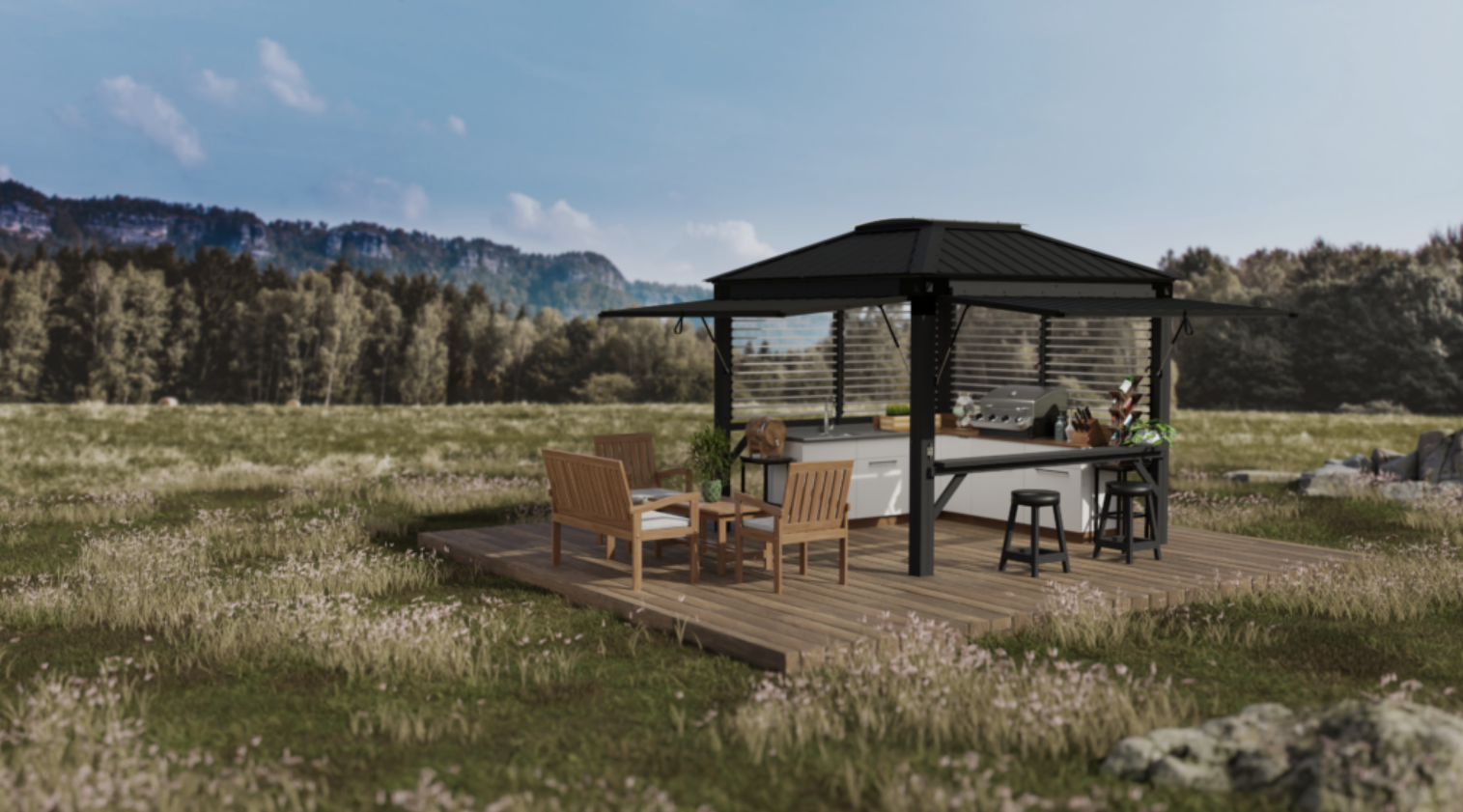 Visscher Gazebo outdoor covering for your hot tub.